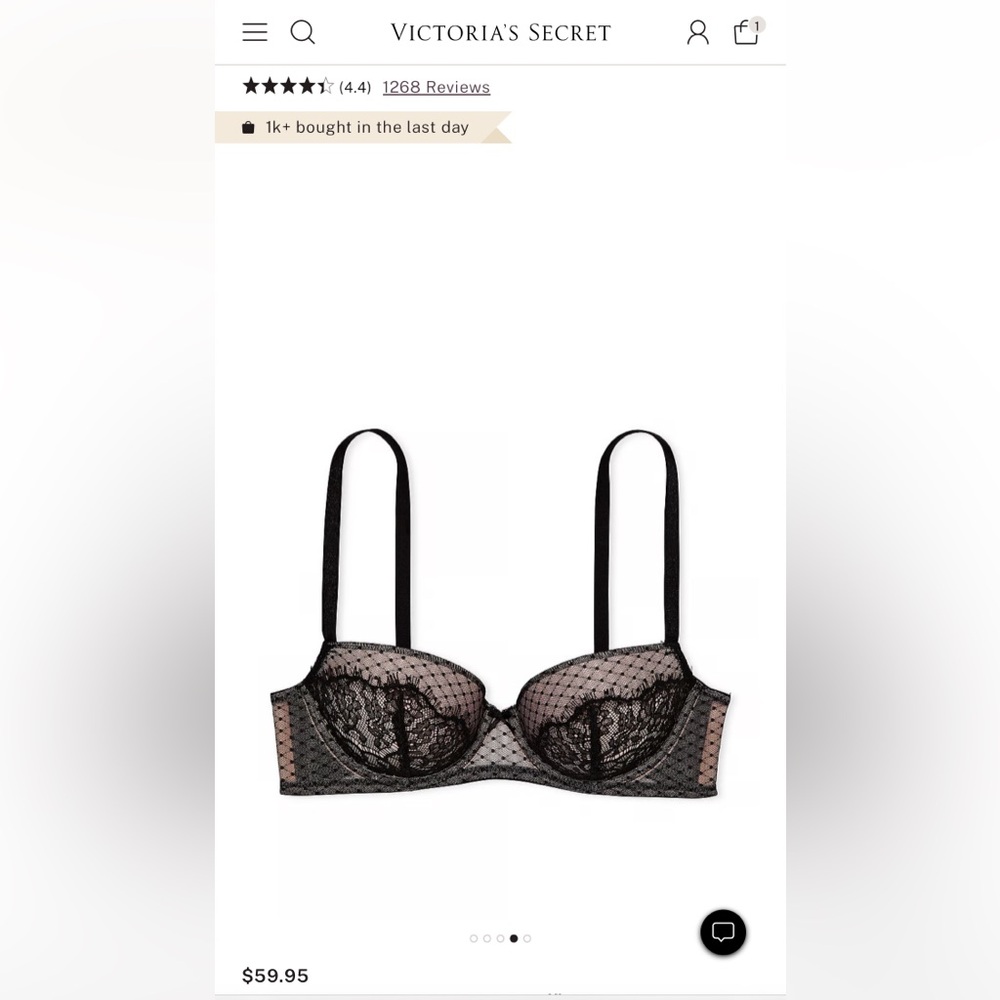 Victoria’s Secret Dream Angels Lace Lightly Lined Demi Bra 32D